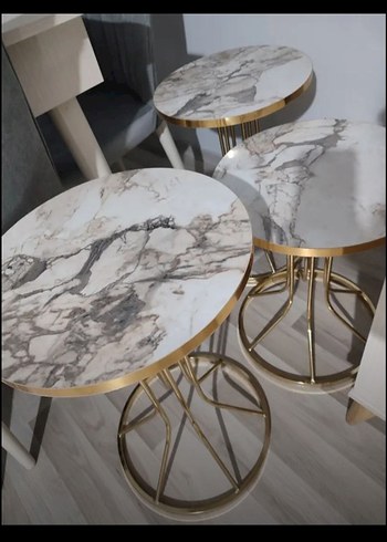 mermer desenli Gold 3lü sehba - Görsel 2