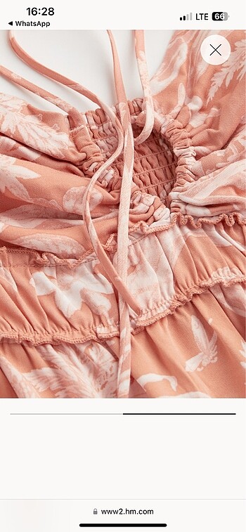H&M H&m pembe çiçekli boyundan bağlamalı elbise