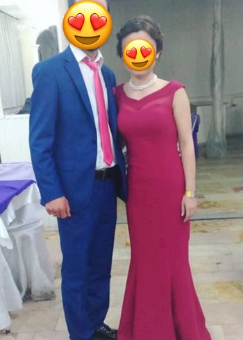 Pembe uzun Düğün Elbisesi Abiye