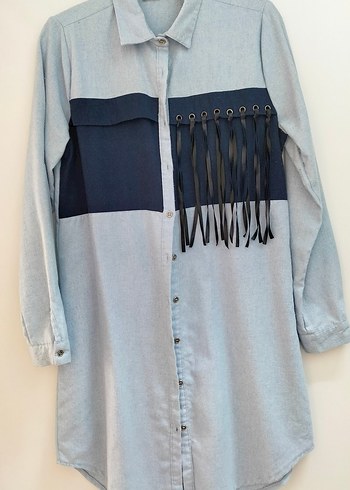 Uzun Kollu Mavi kışlık Denim Gömlek
