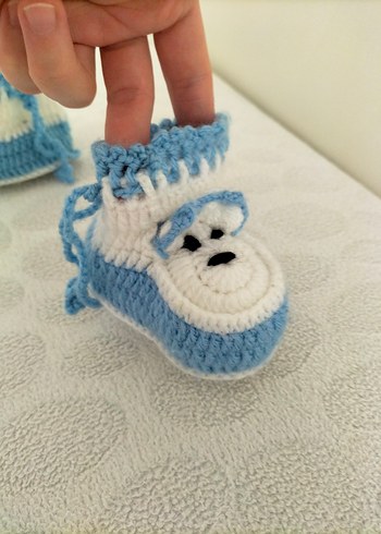 Diger Erkek Bebek Örgü Mavi Patik