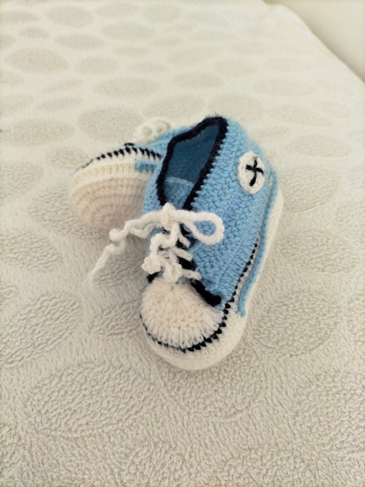 Diger Mavi Örgü Erkek Bebek Patik - Görsel 2