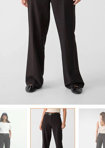 Stradivarius Kadın kemerli Siyah Kumaş Pantolon - Görsel 3