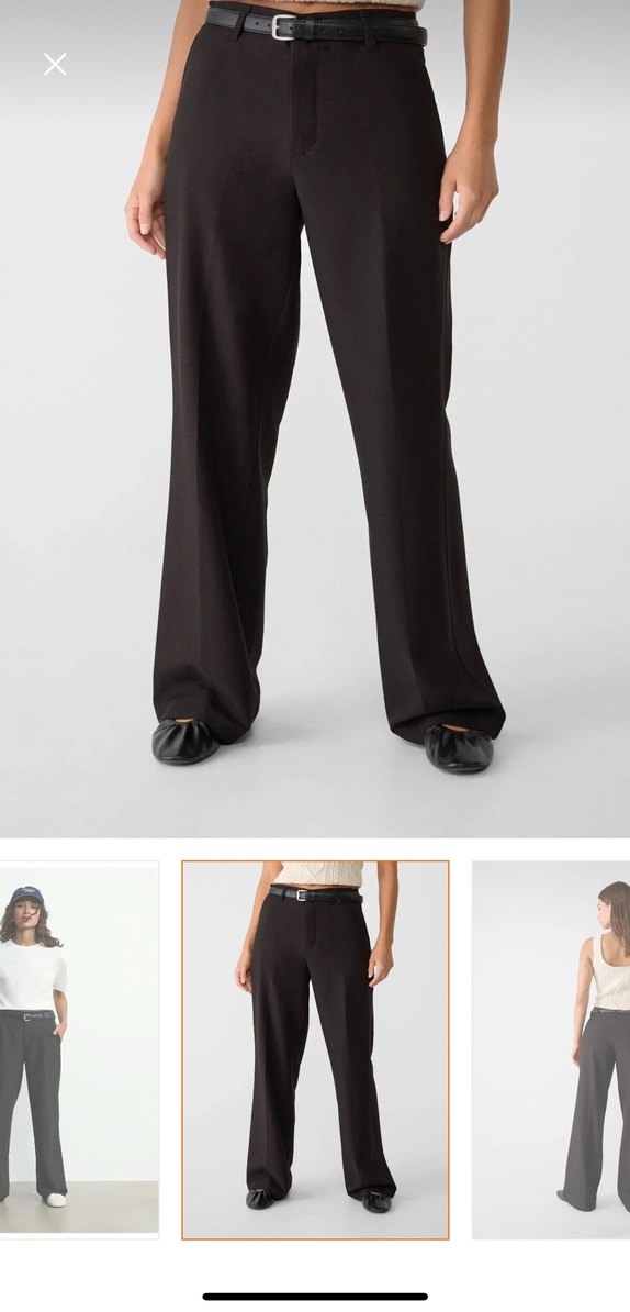 Stradivarius Kadın kemerli Siyah Kumaş Pantolon - Görsel 3