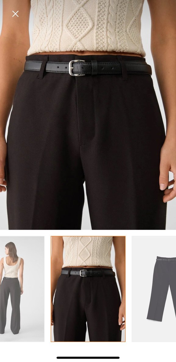 Stradivarius Kadın kemerli Siyah Kumaş Pantolon - Görsel 4