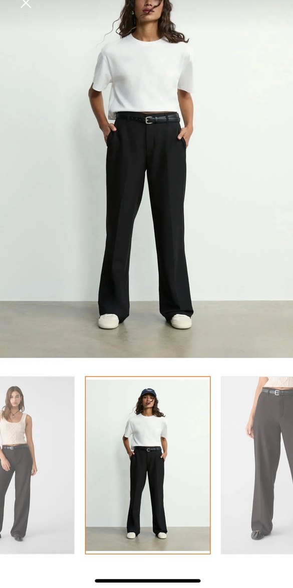 Stradivarius Kadın kemerli Siyah Kumaş Pantolon - Görsel 2