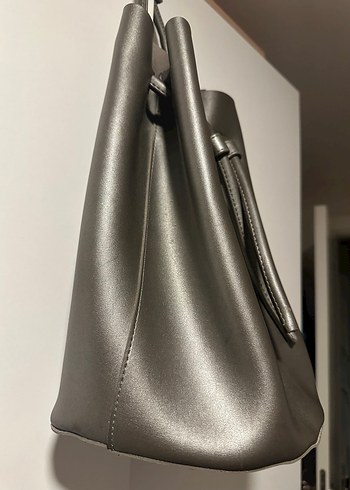 Gri Deri Minimalist Kadın Çanta - Görsel 2