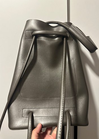 Gri Deri Minimalist Kadın Çanta - Görsel 3