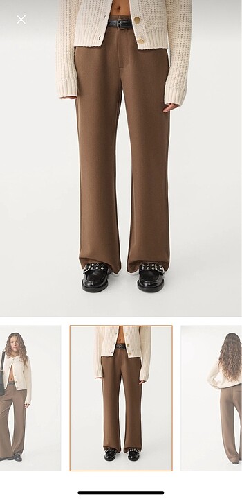 Stradivarius Stradivarius kemerli ve dökümlü straight fit pantolon