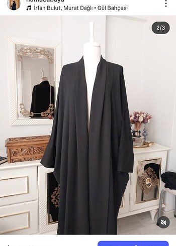 Siyah Uzun Kollu Kadın Ferace - Görsel 2