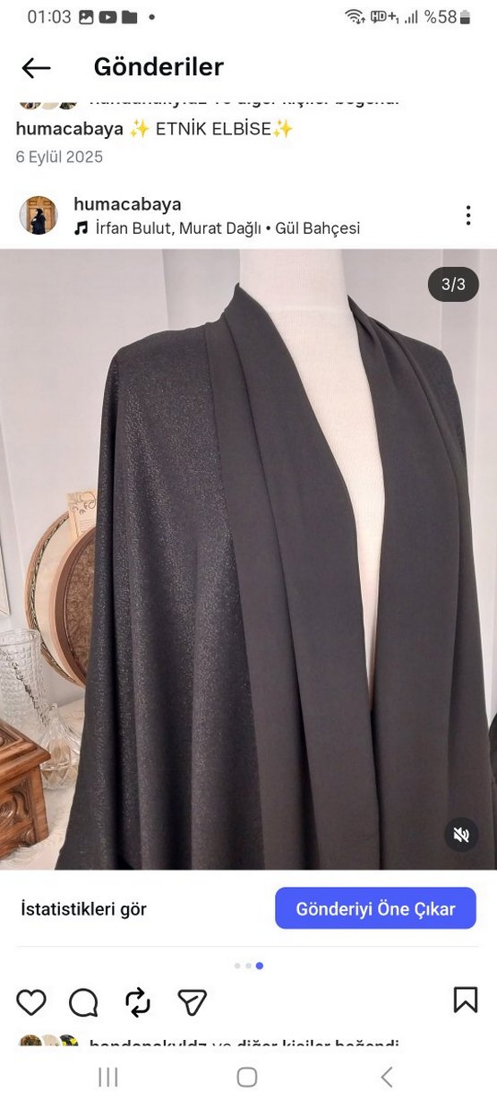 Siyah Uzun Kollu Kadın Ferace - Görsel 3