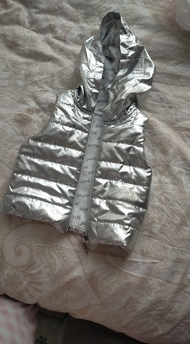 Kız Çocuk Gri Kapüşonlu Şişme Yelek - Görsel 4