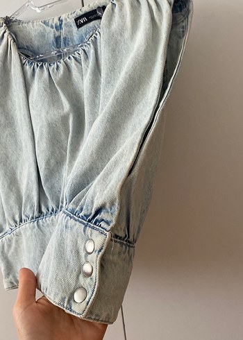 s Beden Düğmeli Gri Batik Desenli Kadın Denim Yelek