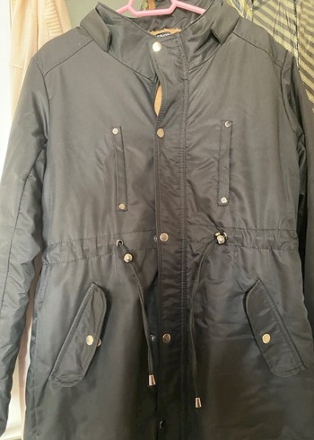 Düğmeli Siyah Kadın Midi Mont - Görsel 2