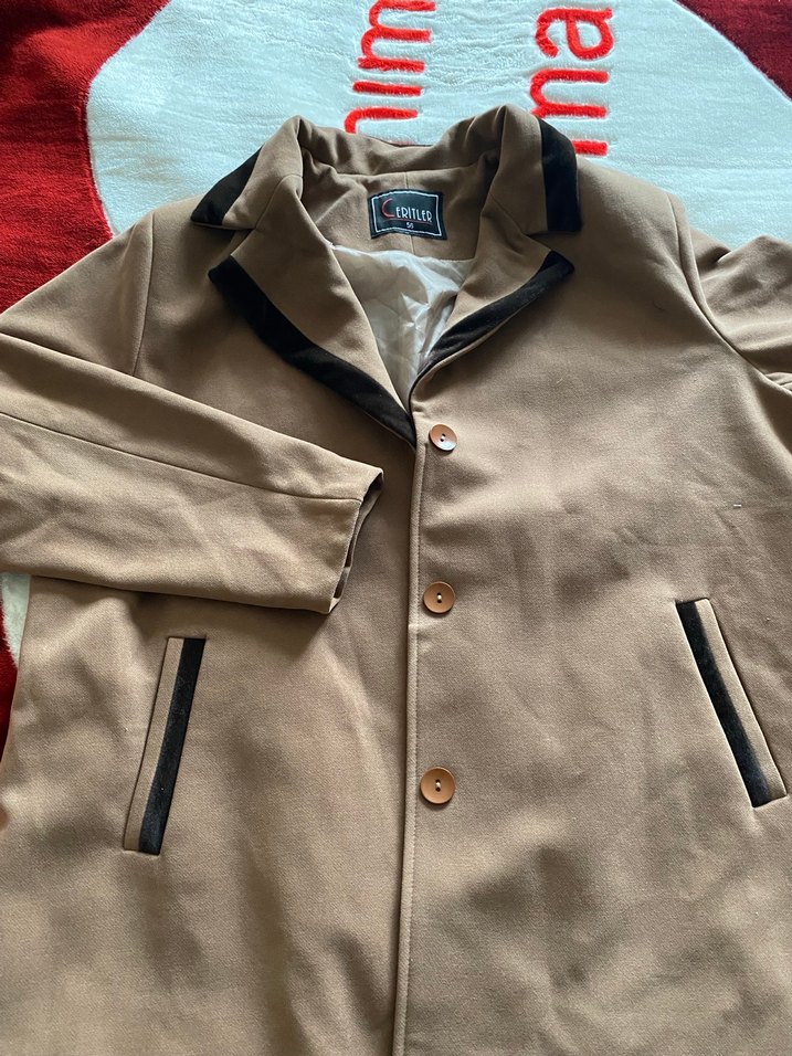 Düğmeli Kahverengi Süet Kaban - Görsel 2