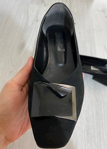 Klasik Siyah Tokalı Kadın Topuklu Babet - Görsel 4