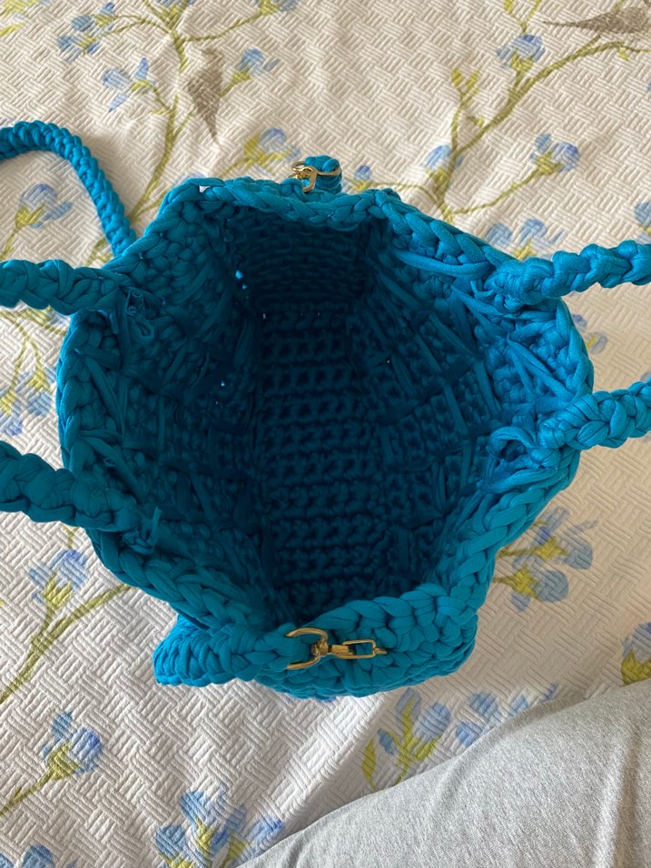 Örgü Mavi Bohem Kadın Çanta - Görsel 4