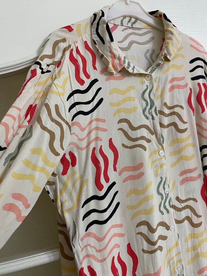 Renkli Bağlama Desenli Uzun Tunik - Görsel 2