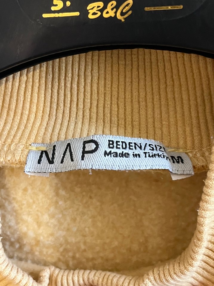 Bej Yüksek Yakalı Kadın Sweatshirt İçi Polarlı - Görsel 3