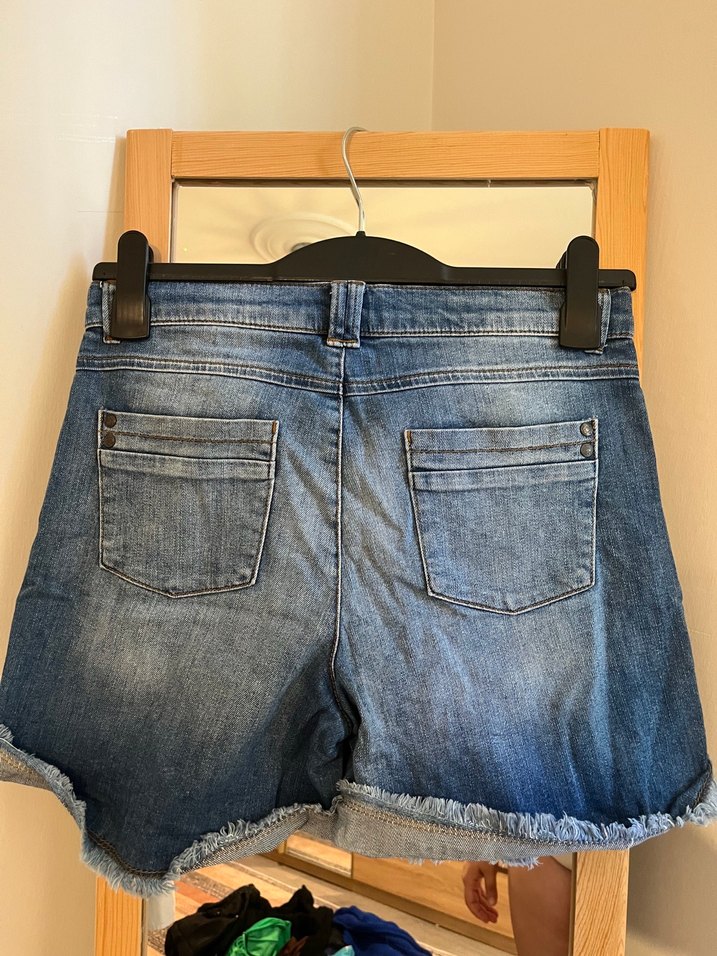 Kadın Mavi Kot Şort Bol Kesim - Görsel 2