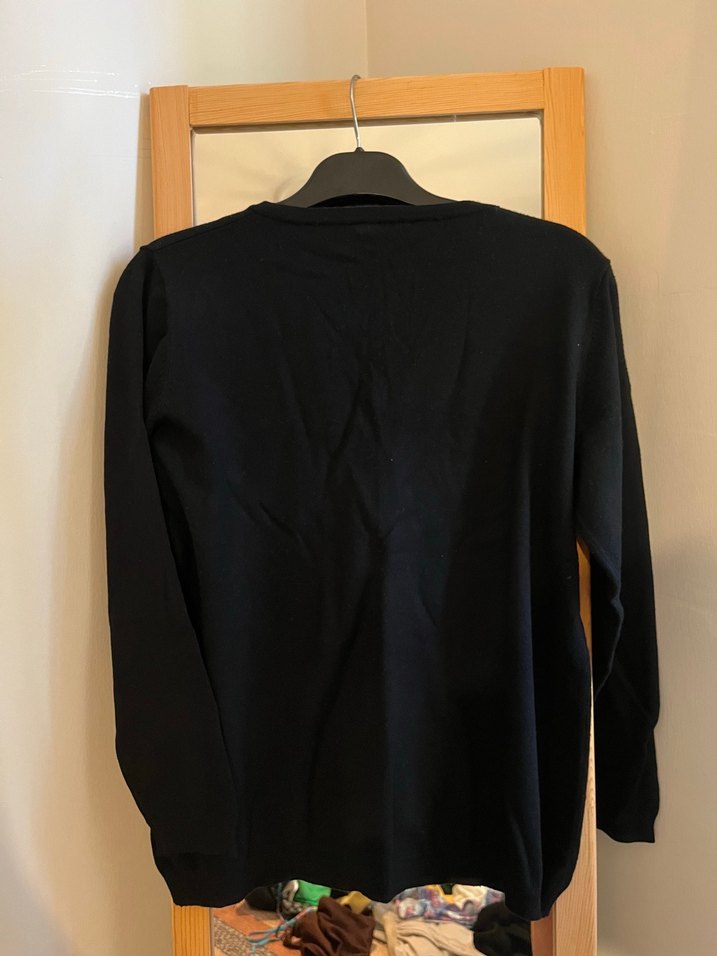 Siyah V Yaka Kadın Triko - Görsel 2