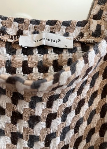 Kahverengi Gri Mini Ekose Salopet Elbise - Görsel 2