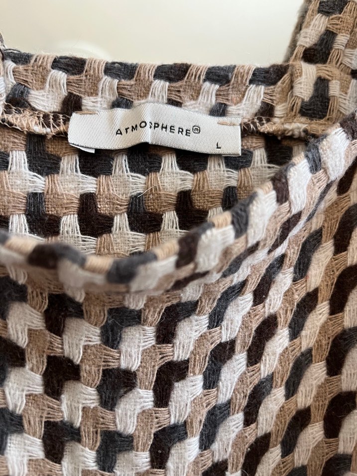 Kahverengi Gri Mini Ekose Salopet Elbise - Görsel 2