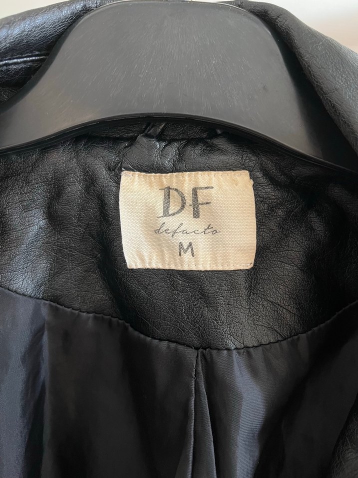 Kadın Siyah Biker Deri Ceket - Görsel 3