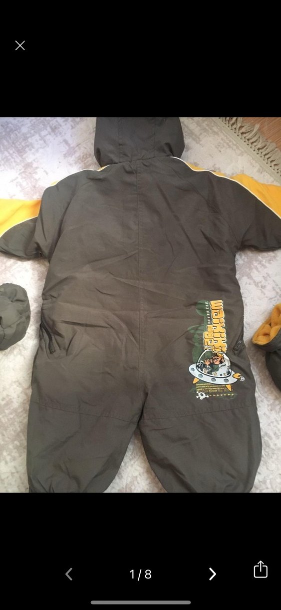 Fermuarlı Gri Erkek Bebek Kayak Tulumu - Görsel 4