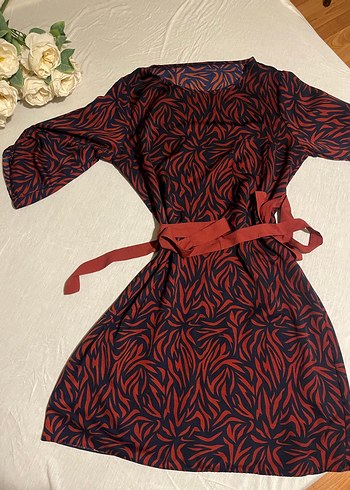 Bordo Desenli Bohem Kadın Uzun Elbise - Görsel 2