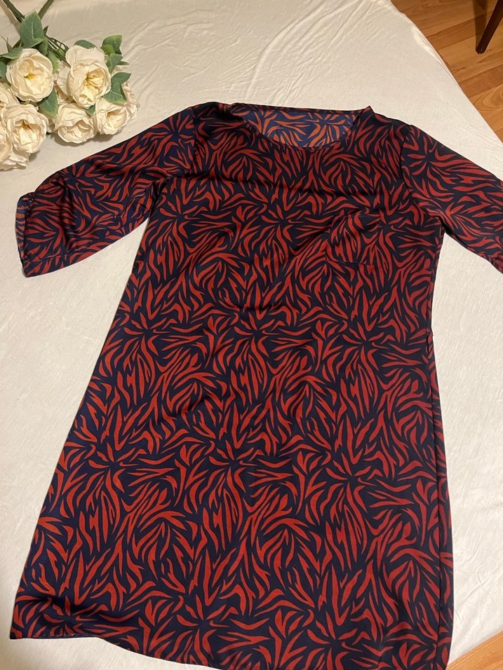 Bordo Desenli Bohem Kadın Uzun Elbise - Görsel 3