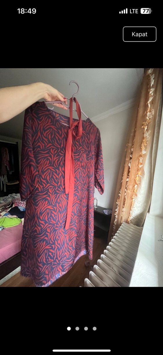 Bordo Desenli Bohem Kadın Uzun Elbise - Görsel 4