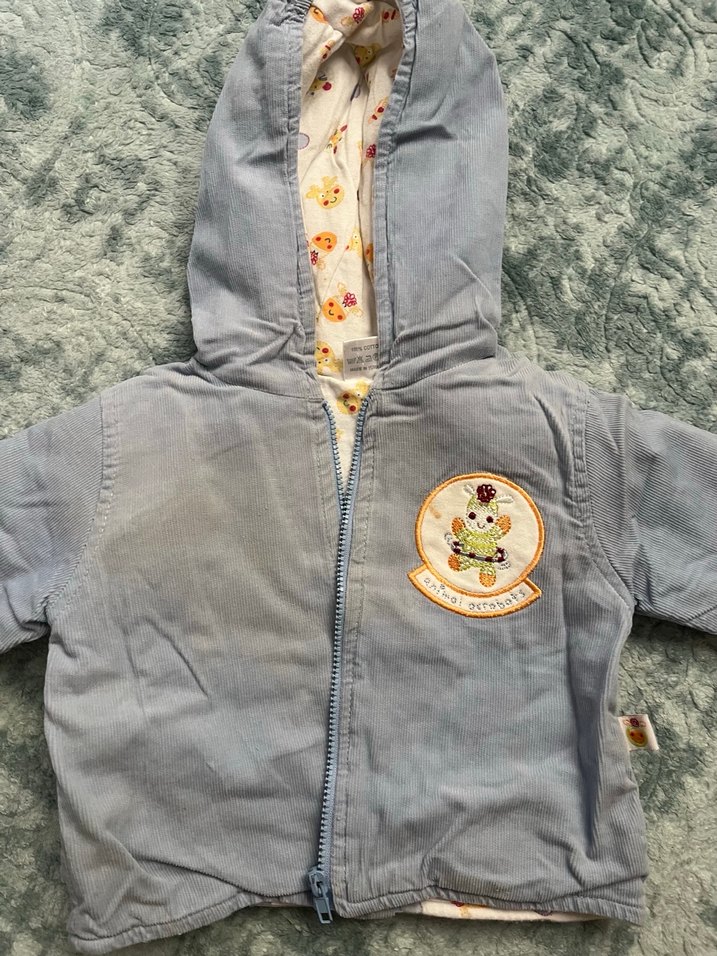 Gri Bebek Erkek Nakışlı Fermuarlı Mont - Görsel 3