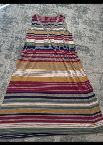 Çizgili Pliseli Hamile Elbisesi - Görsel 4