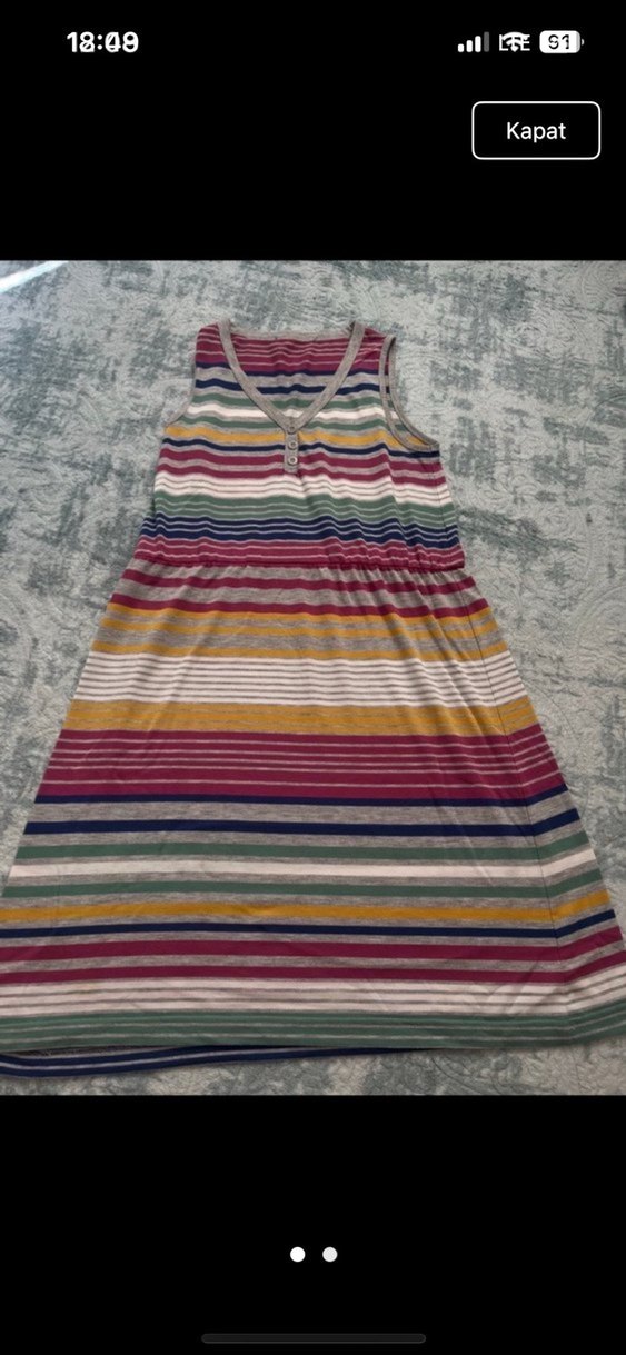 Çizgili Pliseli Hamile Elbisesi - Görsel 4