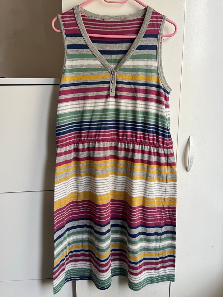 Çizgili Pliseli Hamile Elbisesi - Görsel 2