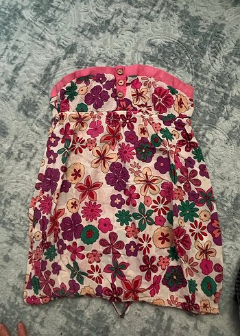 Çiçek Desenli, Askısız Kız Yeleği - Görsel 2
