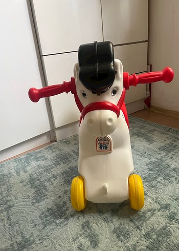 Renkli Tekerlekli Beyaz At Oyuncak - Görsel 5