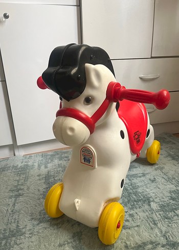 Renkli Tekerlekli Beyaz At Oyuncak - Görsel 2