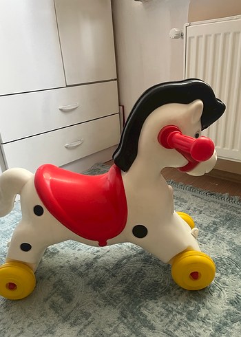 Renkli Tekerlekli Beyaz At Oyuncak - Görsel 6