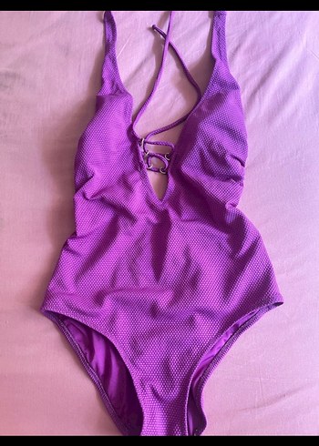 Dantelli Parlak Mor Kadın Mayo - Görsel 3