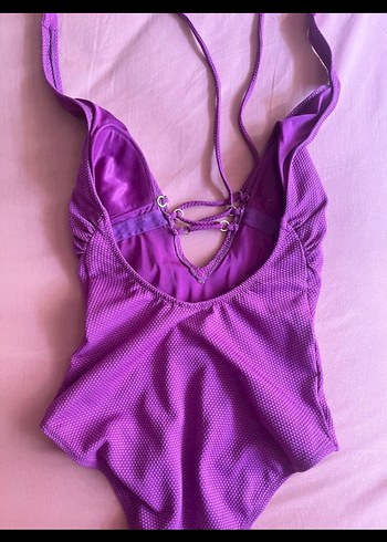 Dantelli Parlak Mor Kadın Mayo - Görsel 4