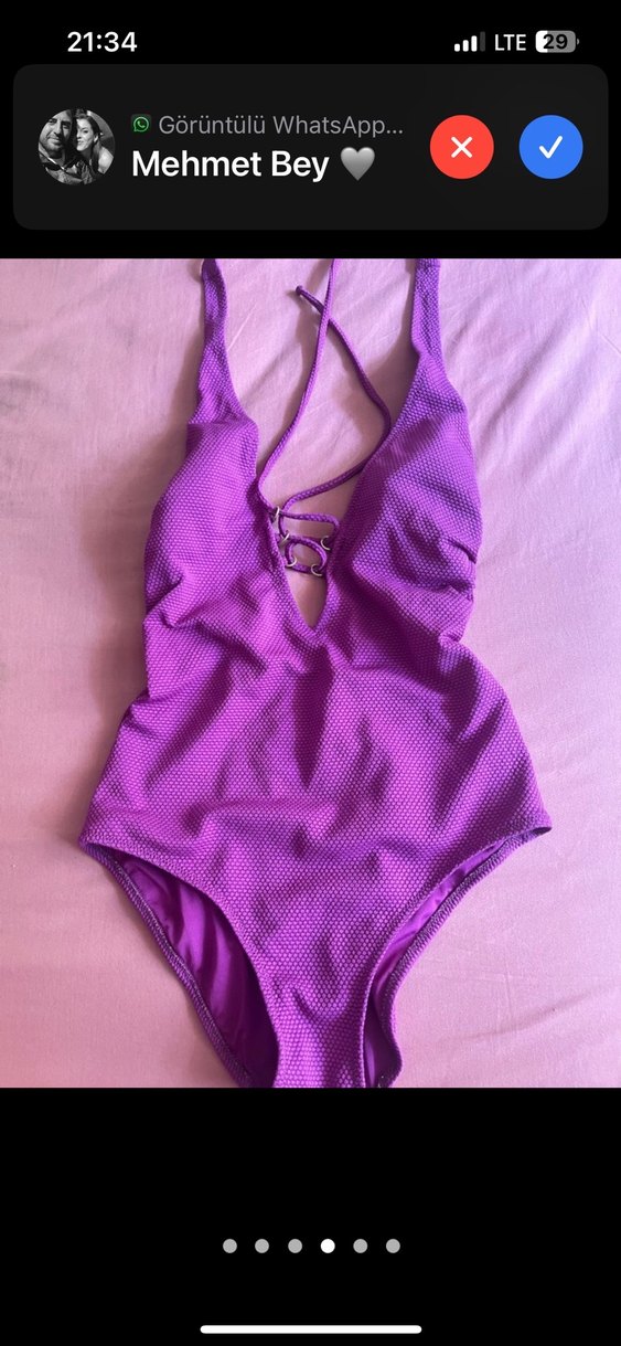 Dantelli Parlak Mor Kadın Mayo - Görsel 3