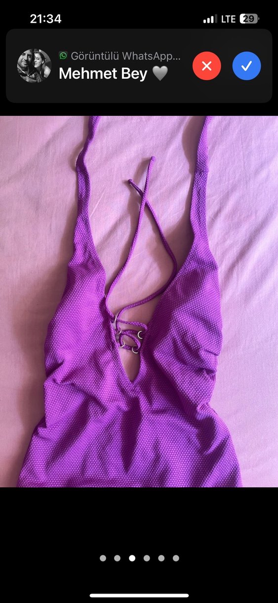 Dantelli Parlak Mor Kadın Mayo - Görsel 2