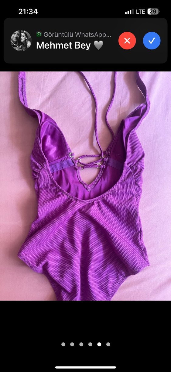 Dantelli Parlak Mor Kadın Mayo - Görsel 4