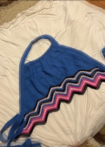 Bağlamalı Bel Detaylı Mavi büstiyer - Görsel 4