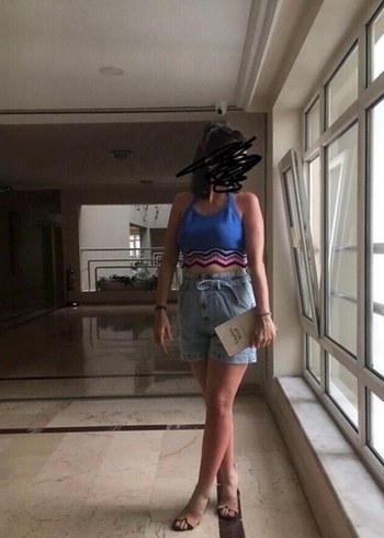 Bağlamalı Bel Detaylı Mavi büstiyer - Görsel 6