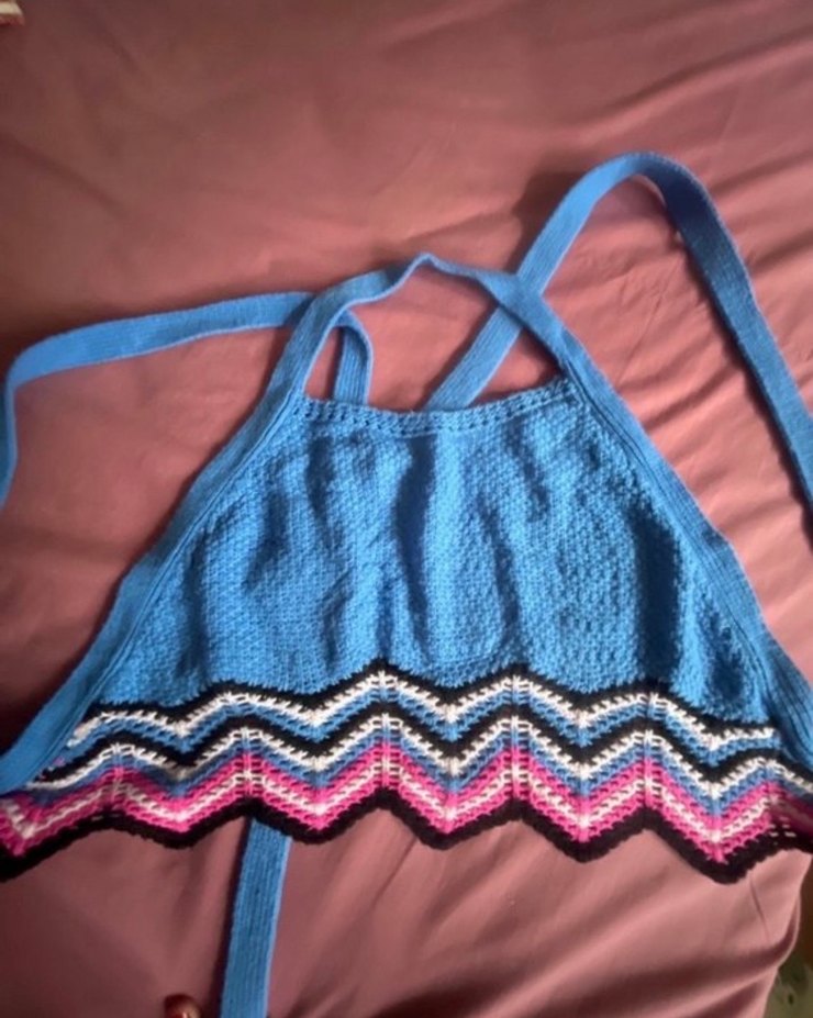 Bağlamalı Bel Detaylı Mavi büstiyer - Görsel 3