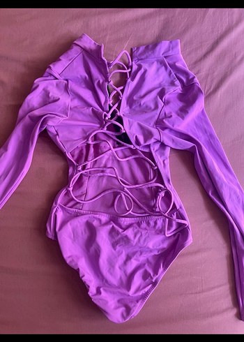 Fermuarlı Uzun Kollu Pembe Mayo - Görsel 5