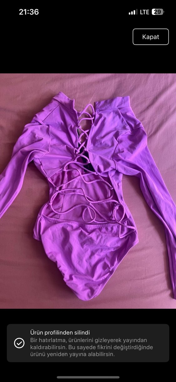 Fermuarlı Uzun Kollu Pembe Mayo - Görsel 5